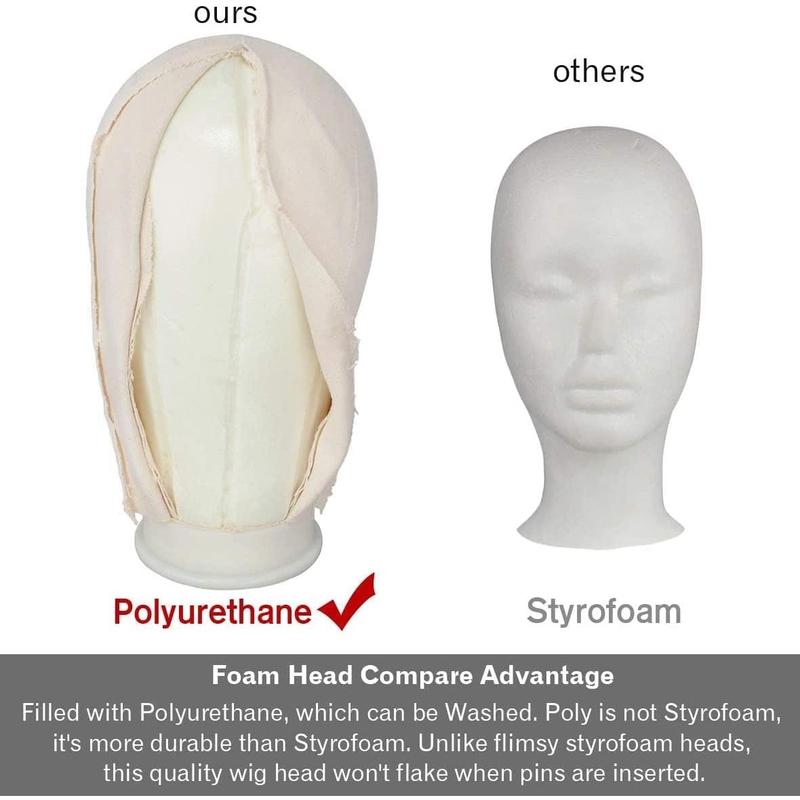 Leeven 23 Inch Canvas Wig Head Poly Manikin Head for Making Wigs Professional Mannequin Head with T Pins Clamp Stand Canvas Block Head Wig Making Accessories 23 Inch 2