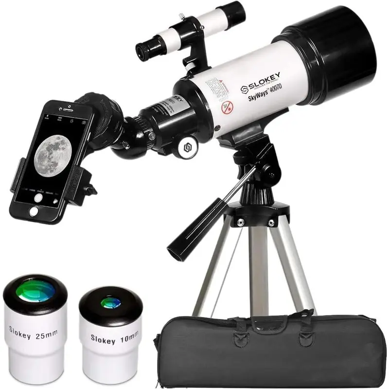 Slokey Telescope 40070 - Astronomy Scope with 16x-120x Magnification for Kids and Adults - Includes 2 Eyepieces, 3x Barlow Lens, Tripod, Phone Adapter - View the Moon, Planets, Stars - 21x13x49 cm inverter power  saver  device elko portable station 0