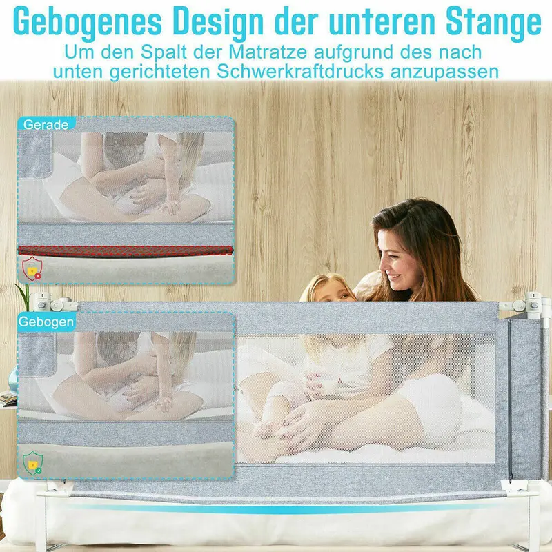 200cm Bed Safety Guard Folding Child Toddler Bed Rail Safety Protection Guard UK 1