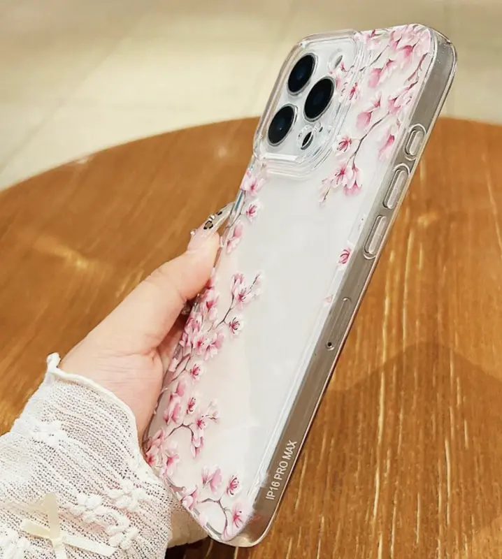 Transparent White Flowers Pattern Liquid Silicone Mobile Phone Case for Apple iPhone 16 Pro Max - Shockproof and Anti-Fall Protection - Protective, Cover. 3