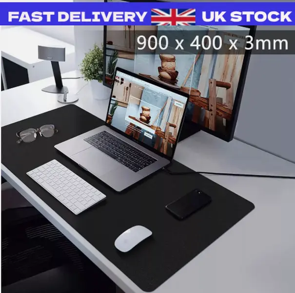 Black 90x40cm Extra Large Anti-Slip Gaming Mouse Mat PC Laptop Keyboard Desk Pad