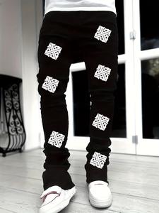 Men's Graphic Denim Pants, Street Fashion Casual Comfy Regular Fit Jeans for Daily Wear, Men's Denim Trousers for All Seasons