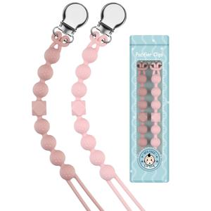 Anti-loss Chain Pacifier Clip, 1 Count Cute Baby Pacifier Teether Clip, Soft Silicone Beads Pacifier Clip