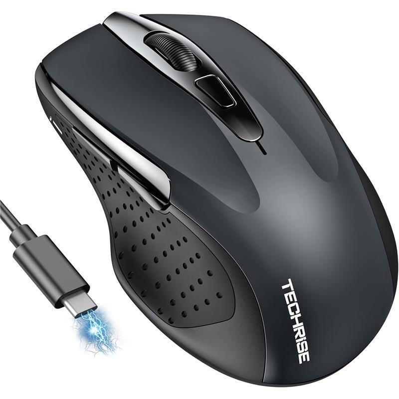 Bluetooth Mouse, Rechargeable Wireless Mouse (BT5.0/3.0 & 2.4G), 4800DPI Adjustable, 6-Button Silent Computer Mice, USB Ergonomic Wireless Mouse for Laptop PC Mac, Grey 6