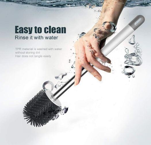 Silicone Toilet Brushes & Holders, Deep Cleaner, Toilet Brush with Quick Drying Holder Set for Bathroom Cleaning 3