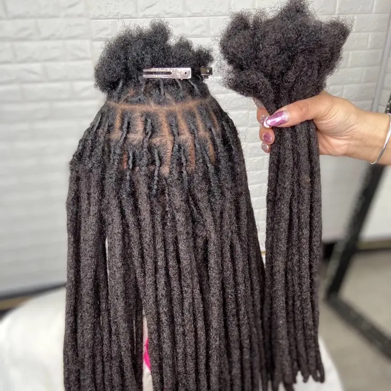 100% Human Hair Loc Extensions Handmade Loc Extensions(10Locs/strands) Dreadlocks 0.2-1.5cm Plus *Free Gift* 2