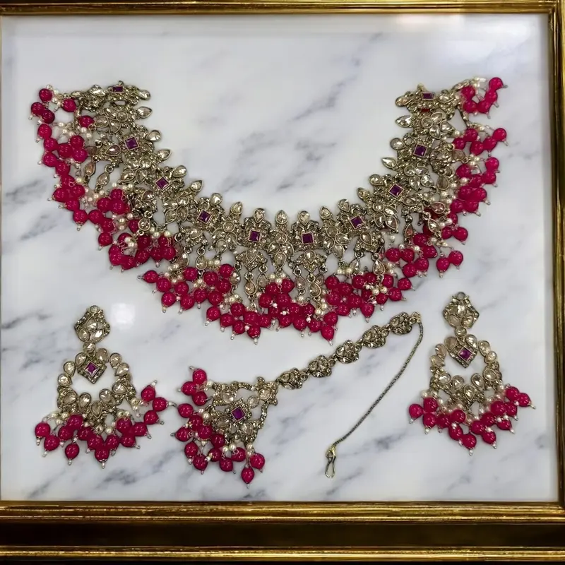 Chohans; Jhalier necklace set ,Earring And Tika 6