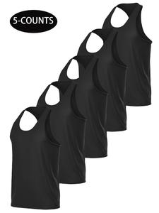 Men's Solid Sports Singlet, Breathable Quick Drying Sports Tank Top, Casual Comfy Sleeveless Top for Yoga  Gym Workout Running Cycling, Men's Sportswear Clothing for Summer