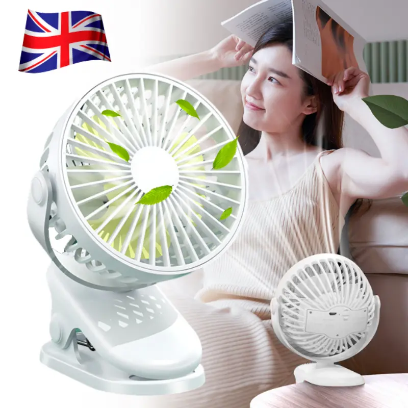 UK Clip On Fan 3 Speed USB Rechargeable Mini Cooling Desk Baby Stroller Portable white fan clip  fan cooling  fan smart  fan fan  air  cooler 2