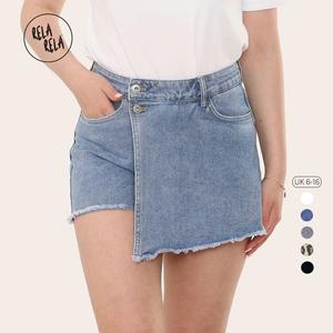 RELA RELA Women's Stretchy Mid Rise Denim Skorts UK 6-16 Fit Demin Skirt Womenswear Bottom