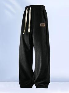 Men's Solid Color Corduroy Pants, Loose Casual Comfy Straight Leg Trousers for Spring & Fall, Men's Bottoms for Daily Wear