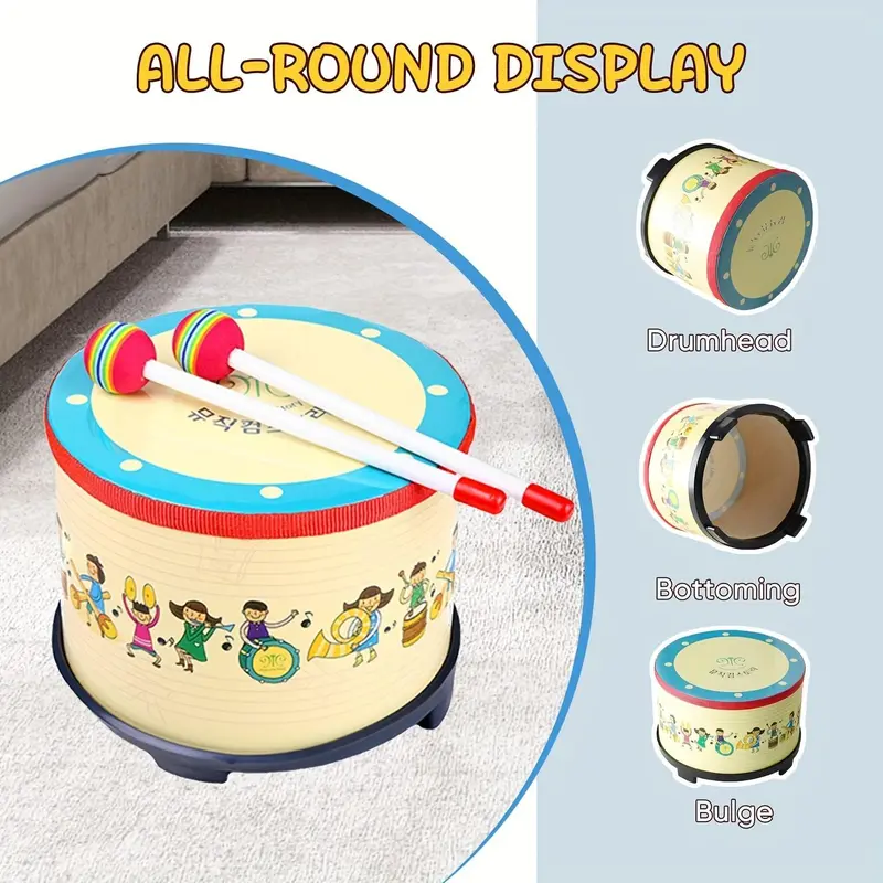 [Colorful Floor Tom Drum] Colorful 8-Inch Floor Tom Drum - 1pc with 2 Mallets - Music Percussion Instrument for Youngsters - Ideal Christmas Birthday Gift 6