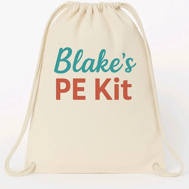 Personalised Cotton Drawstring Bag for School PE/Sports Kit or Gym Wear 0