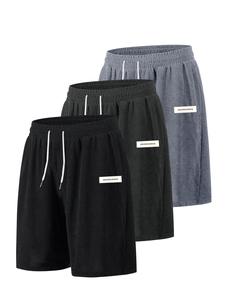 Men's Letter Print Corduroy Shorts, Casual Loose Fit Drawstring Waist Shorts for Summer, Men's Bottoms for Daily Wear