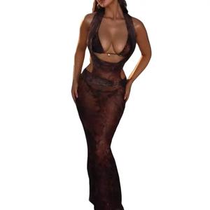 Women's Full Print Bra Dress Two-Piece Set, Casual Fashion Bra Dress Suitable for Beach Vacation, Women's Summer Clothing Womenswear Sleeveless spotlight  clothes Gamis 2  pcs Short