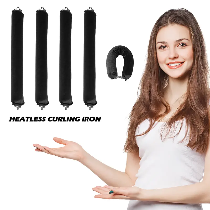 5pcs Overnight Heatless Hair Curler Blowout Rods Heatless Curls Flexi Rods with Silk Scarf for All Hair Types 5