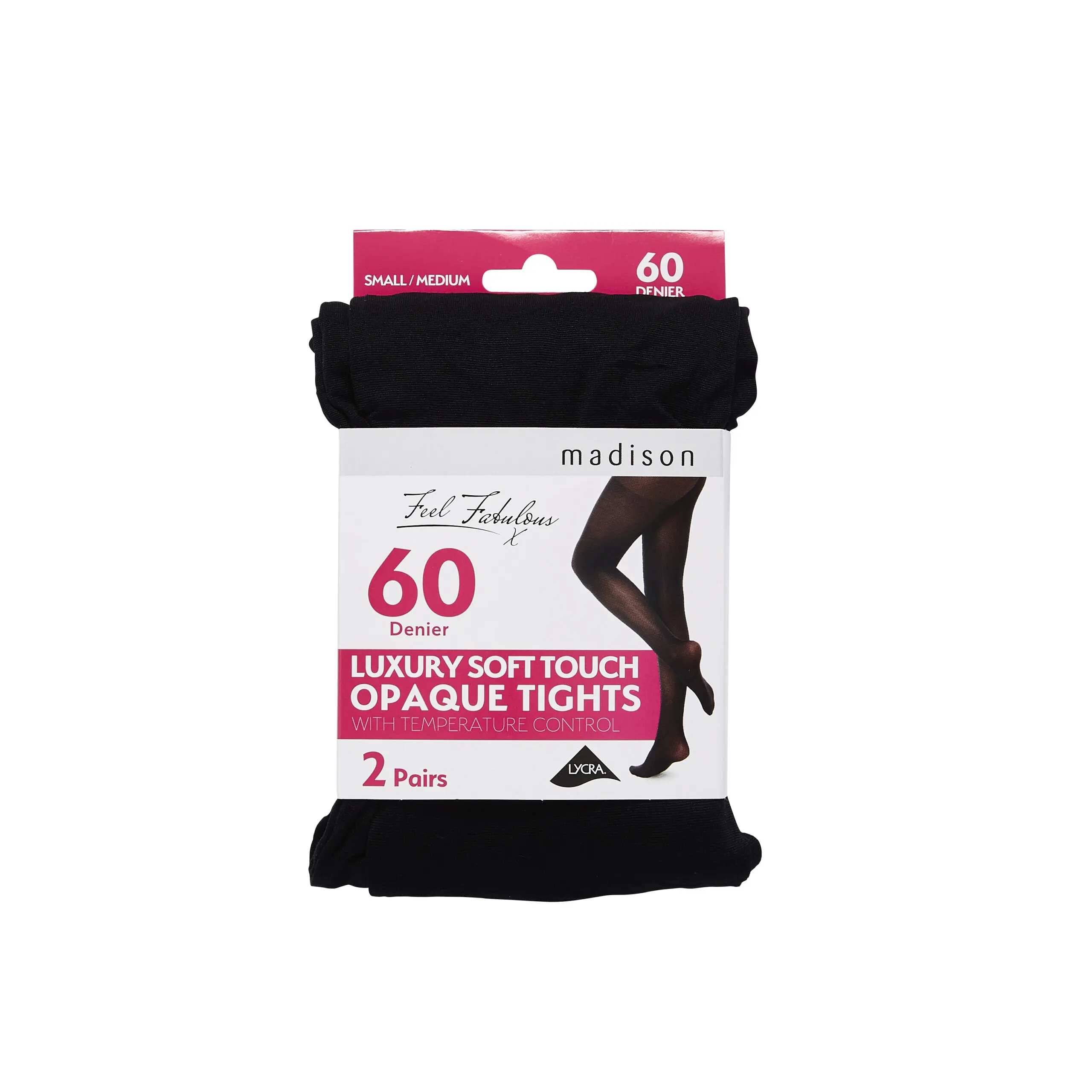 Madison 60 Denier Opaque Tights S/M Black 2 Pack