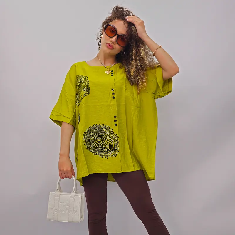 Love My Fashions Womens Short Sleeve Tree Ring Cotton Top Front Button Round Neck Loose Fit Spring Summer Casual Comfort For Womens  Everyday 4