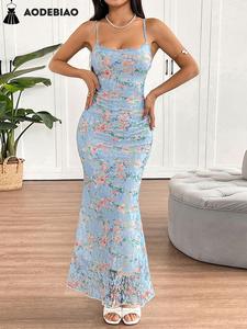 Women's Floral Print Dress, Elegant Sleeveless Backless Dress for Party Holiday Wedding Guest, Ladies Summer Clothes