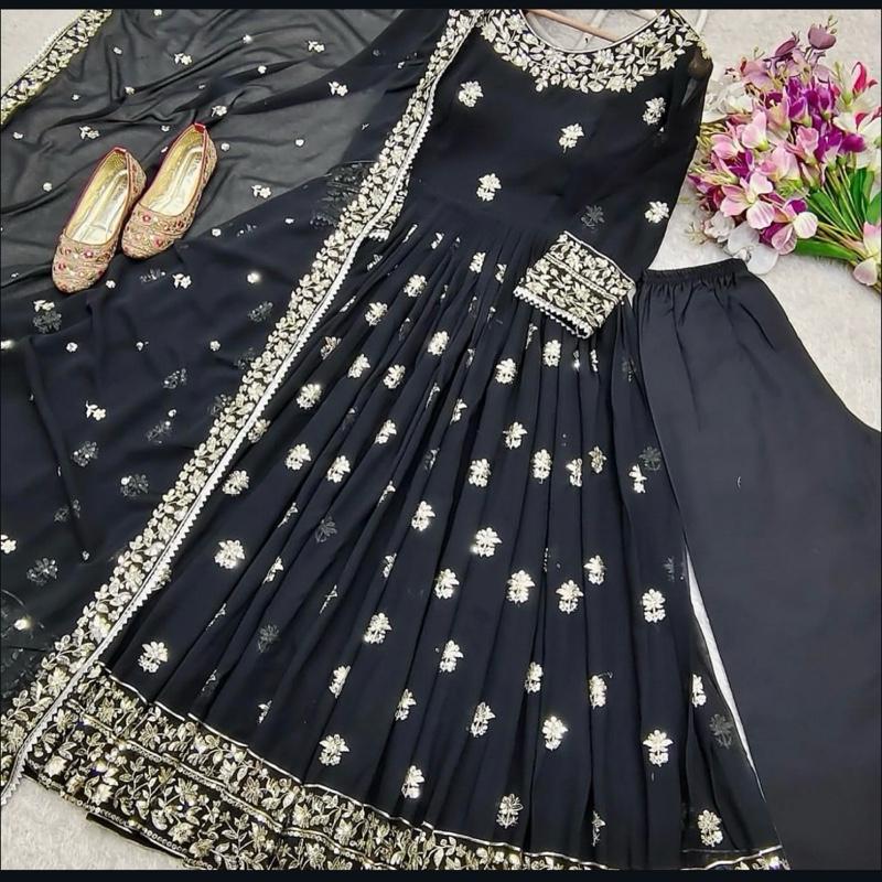 Black anarkali dress Womenswear Casual Long Sleeves 3