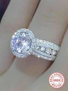 925 Sterling Silver Fashion Elegant Decorated Ring, Luxury Gorgeous Wedding Engagement Anniversary Party Jewelry Gifts for Women