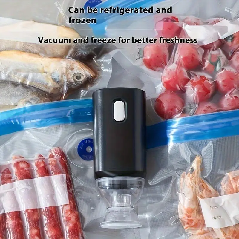 The vacuum compression bag adopts electric vacuum pump, handheld household vacuum machine, USB vacuum machine, including reusable vacuum bag 1pc (22 * 21cm)+4pcs (26 * 34cm) 8
