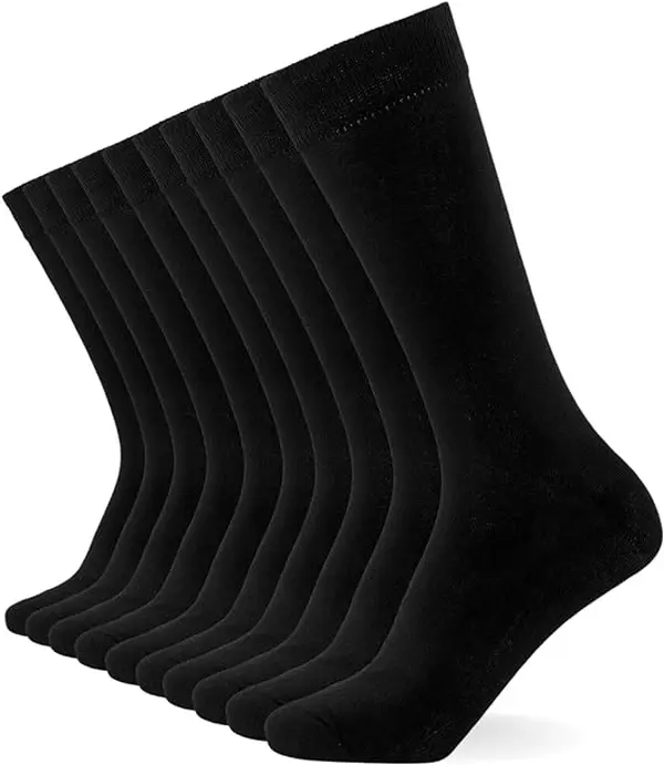 10-Pack Charcoal, Navy & Black Mens Socks - Cotton Rich & Stain Resistant - Menswear