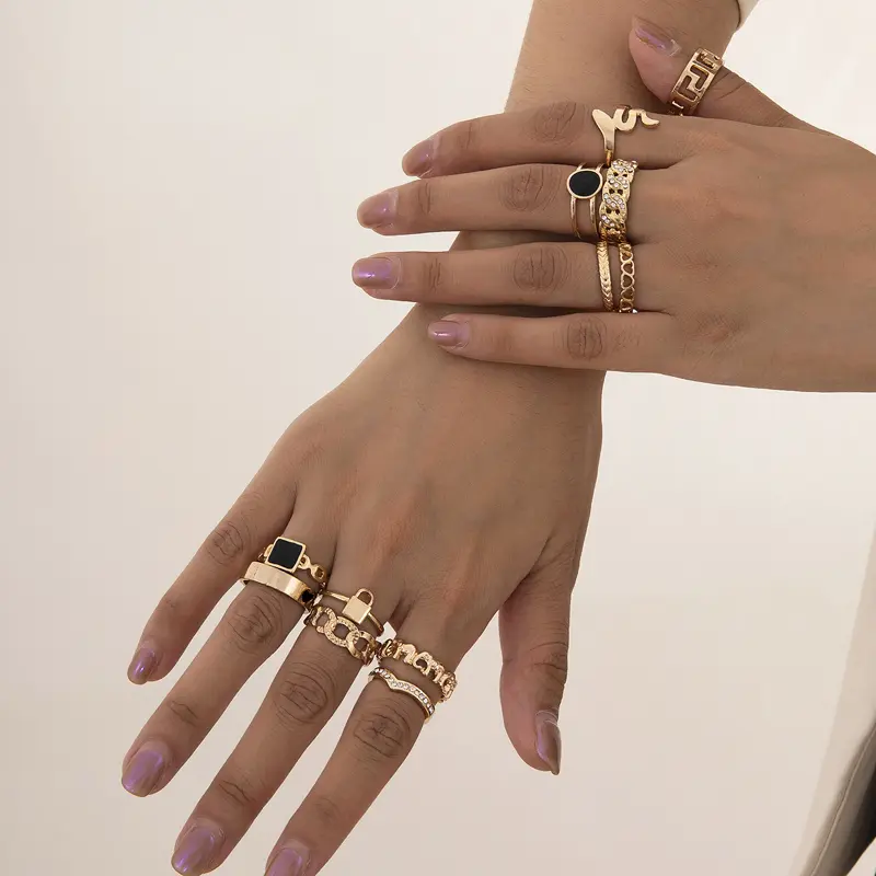 12Pcs Stackable Ring Set - 2025 Y2K Hip Hop Jewelry for Women | Minimalist Boho Finger Rings | Gold Silver Aesthetic Statement Accessories 1