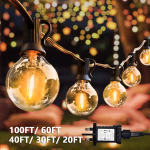 100FT Outdoor String Light, LED Garden String Light with G40 Bulb, Windproof, frost-resistant, waterproof, wear-resistant, and shockproof, Led Lighted. Perfect for Christmas lights, gardens, camping — creating a warm and cozy atmosphere