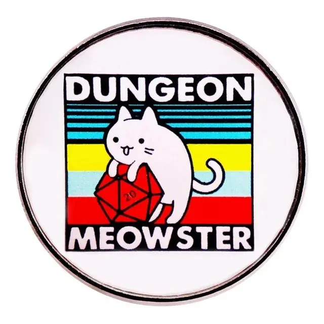 1 Pcs DnD Metal Pin Dungeon Meowster