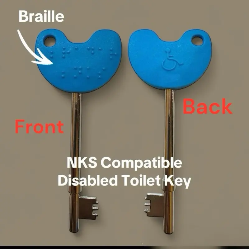 Disabled Badge Reel with Keyring & Belt Clip + NKS Compatible Disabled Toilet Key Set for Office Supplies 4