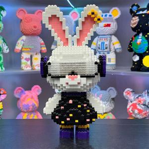 Gothic Rabbit Girl Design Building Blocks Toy, Creative Puzzle Toy, Decompression Toys, Educational Birthday Gift for Intelligence Development
