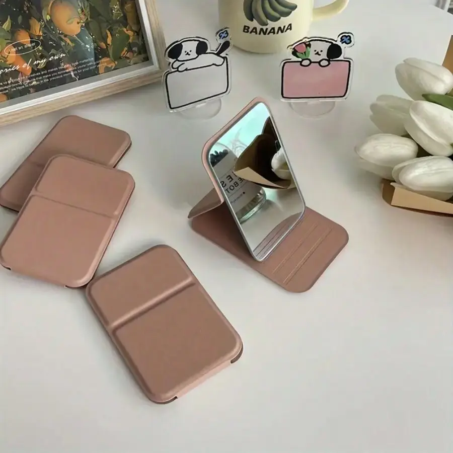 1pcs Folding Portable Makeup Mirror, Makeup Mirror with Stand, Travel Mirror, Beauty Supplies, Desktop Makeup Mirror, Rectangular Desktop Small Mirror Folding Small Simple Style Makeup Mirror Travel Portable Makeup Makeup Mirror Women Girls Gift