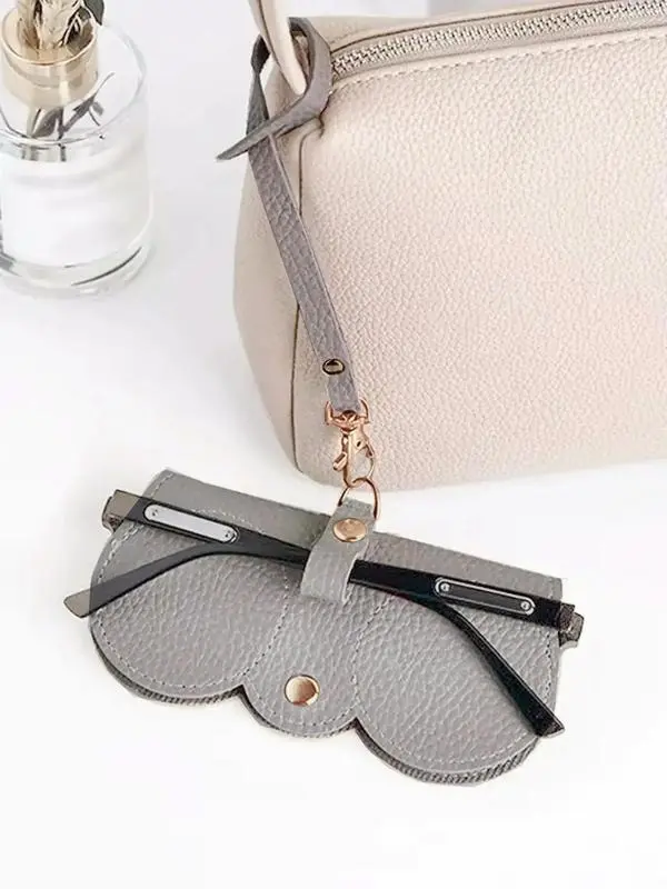 Summer cute lady sunglasses protective case, plain artificial leather design, high-quality glasses case, luxurious sunglasses bag, creative and fashionable portable glasses case 3