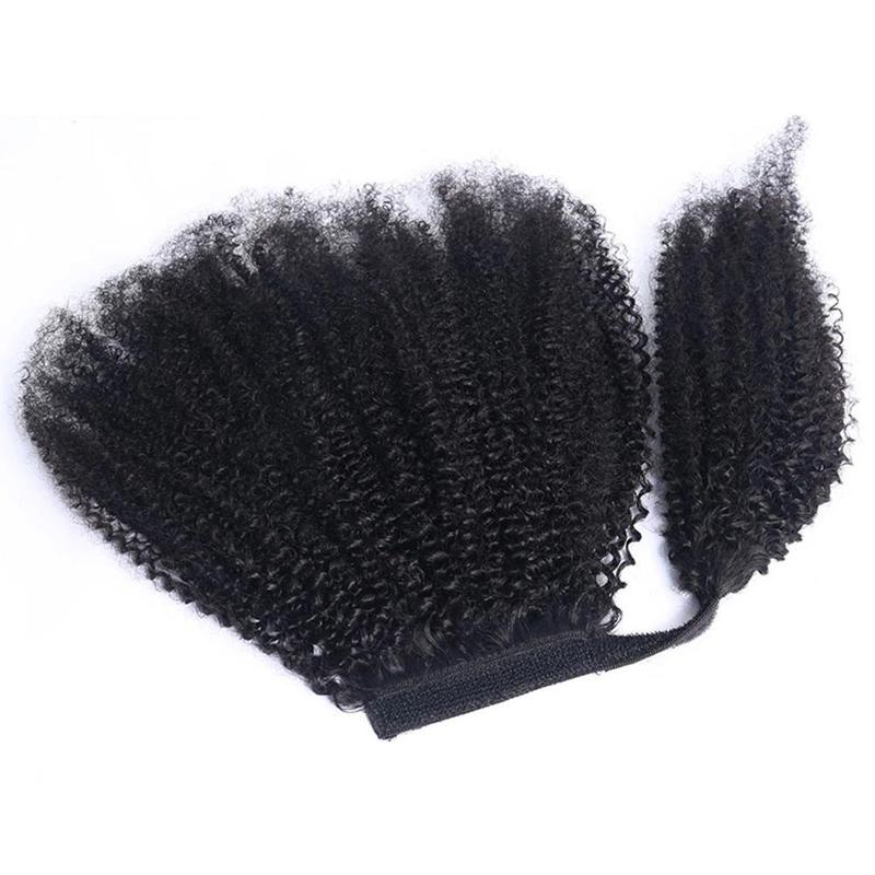 Afro Kinky Curly Drawstring Ponytail Brazilian Kinky Curly Wrap Around Ponytail 4B 4C Remy Hair 1