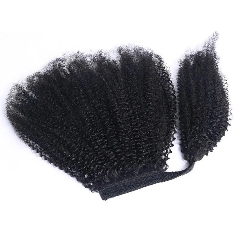 Afro Kinky Curly Drawstring Ponytail Brazilian Kinky Curly Wrap Around Ponytail 4B 4C Remy Hair 1