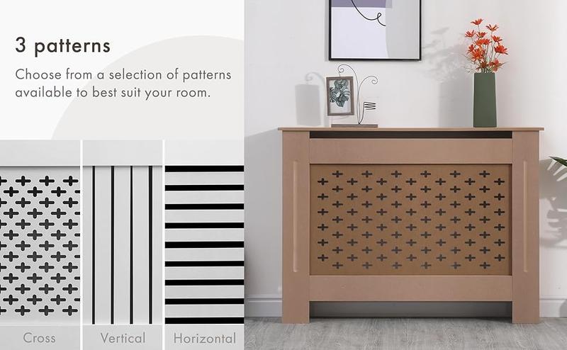 Product Introduction of AVC Designs Kensington Radiator Cover Modern MDF Wood White Grey Vertical Slat Living Room Bedroom Hallway Cabinet (Small White) 4