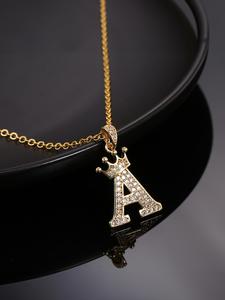 Crown Letter Design Pendant Necklace, Rhinestone Decor Charm Necklace for Women & Men, Fashion Jewelry for Party, Daily Decor, Trendy All-match & Exquisite Jewelry for Birthday Gift