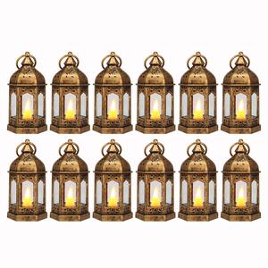 Vintage LED Lighting Lantern, 8 Counts/set Battery Powered Hanging Tea Light, Decorative Light for Home Party Wedding Festival, Ornaments