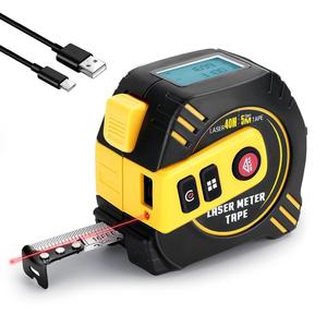 2 in 1 Digital Laser Tape Measure Tool, Heavy Duty 16.4ft Laser Measurement with USB Rechargeable Area, Volume Laser Measure for Construction DlY Woodworker, Hardware