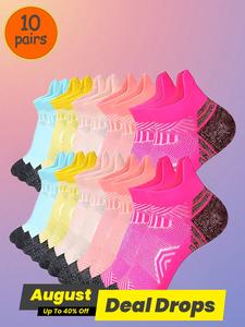 Women's Colorful Athletic Socks, Breathable Comfortable Moisture Wicking Sports Socks for Outdoor Activities, Women's Socks for All Seasons, Athletic Running Socks, Breathable Soft Socks, Sports Fit Socks, Breathable Compression Grip Socks