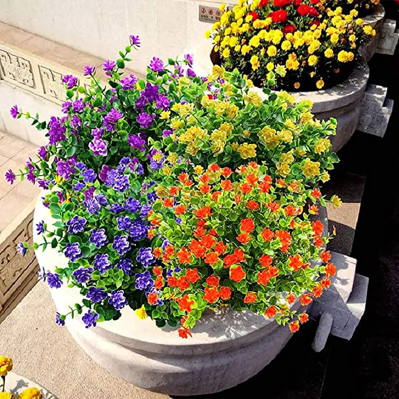 Artificial Flowers UV Resistant Outdoor Fake Flowers Plastic Hanging Shrubs Plants for Garden Porch Window Box Home Decoration Decorative Decorative 1