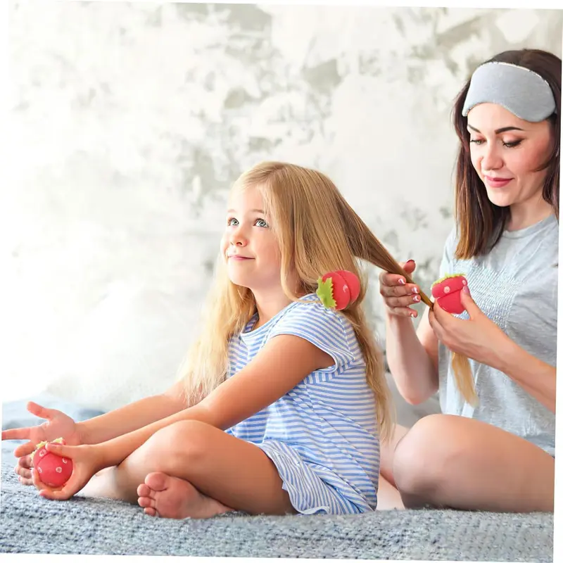 12pcs Hair Curler Foam Roller Cute Hair Styling Rollers for Women Sponges Strawberry Curlers Sponge Rollers for Hair Hot Rollers Foam Hair Rollers Hair Care Foam Rollers Balls Red 4