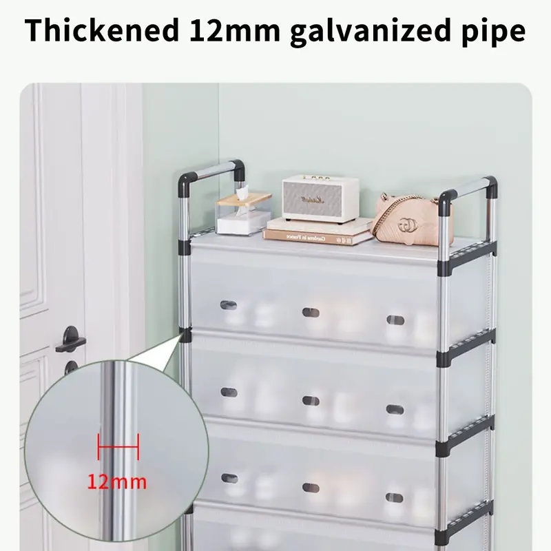 6 Tier Shoe Storage Cabinet, Modular Shoe Rack, Cube Plastic Shoe Organizer with Door, Dustproof and Waterproof for Entrance Hall, Bedroom, Living Room 4