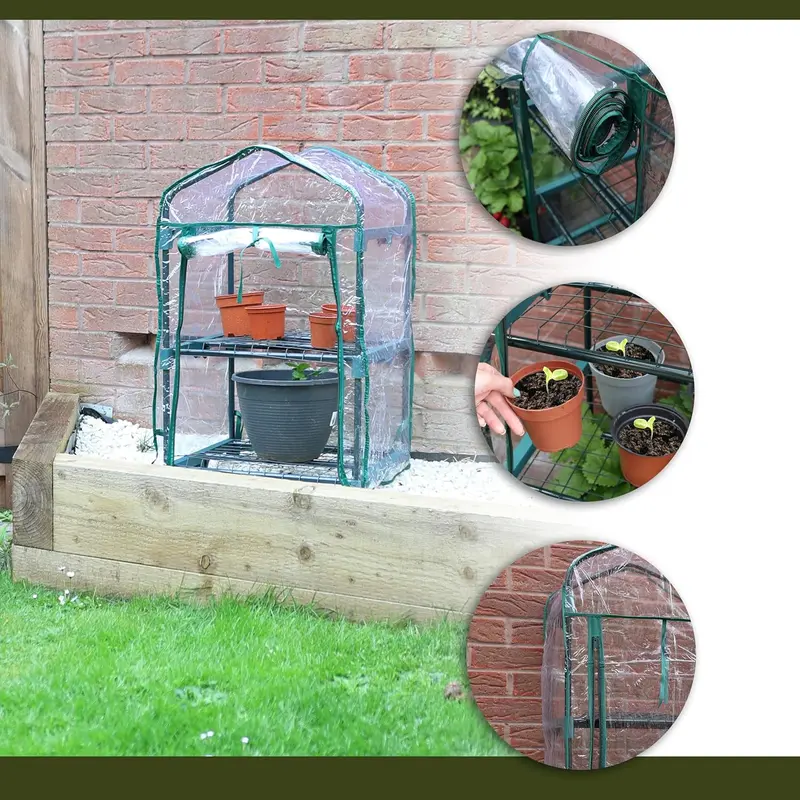 DIVCHI 2 Tier Greenhouse for Indoor & Outdoor Use | Durable Steel Frame | Clear PVC Cover | Ideal for Growing Vegetables, Flowers, Herbs, and Seedlings 3