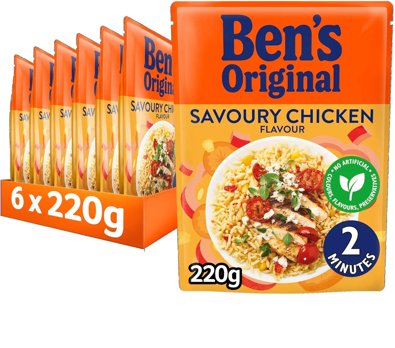 Savoury Chicken Microwave Rice - Bulk Multipack, 6 x 220g Pouches - Food