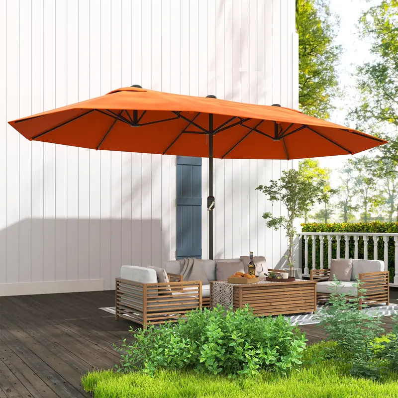 Outsunny 4.6m Double-Sided Garden Parasol - Orange 7