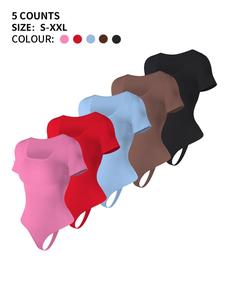 Women's Solid Square Neck Shapewear Bodysuit, Tummy Control Seamless Shaper, Ladies Shapewear for Daily Wear