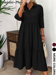 【Plus Size】 Solid Color Dress, Casual Modest Long Dress for Daily Wear, Casual Everyday Wear, Women's Plus Clothing for All Seasons