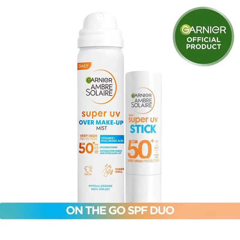 Garnier Ambre Solaire SPF50 Over Makeup Super UV Protection Mist for Face, 75ml